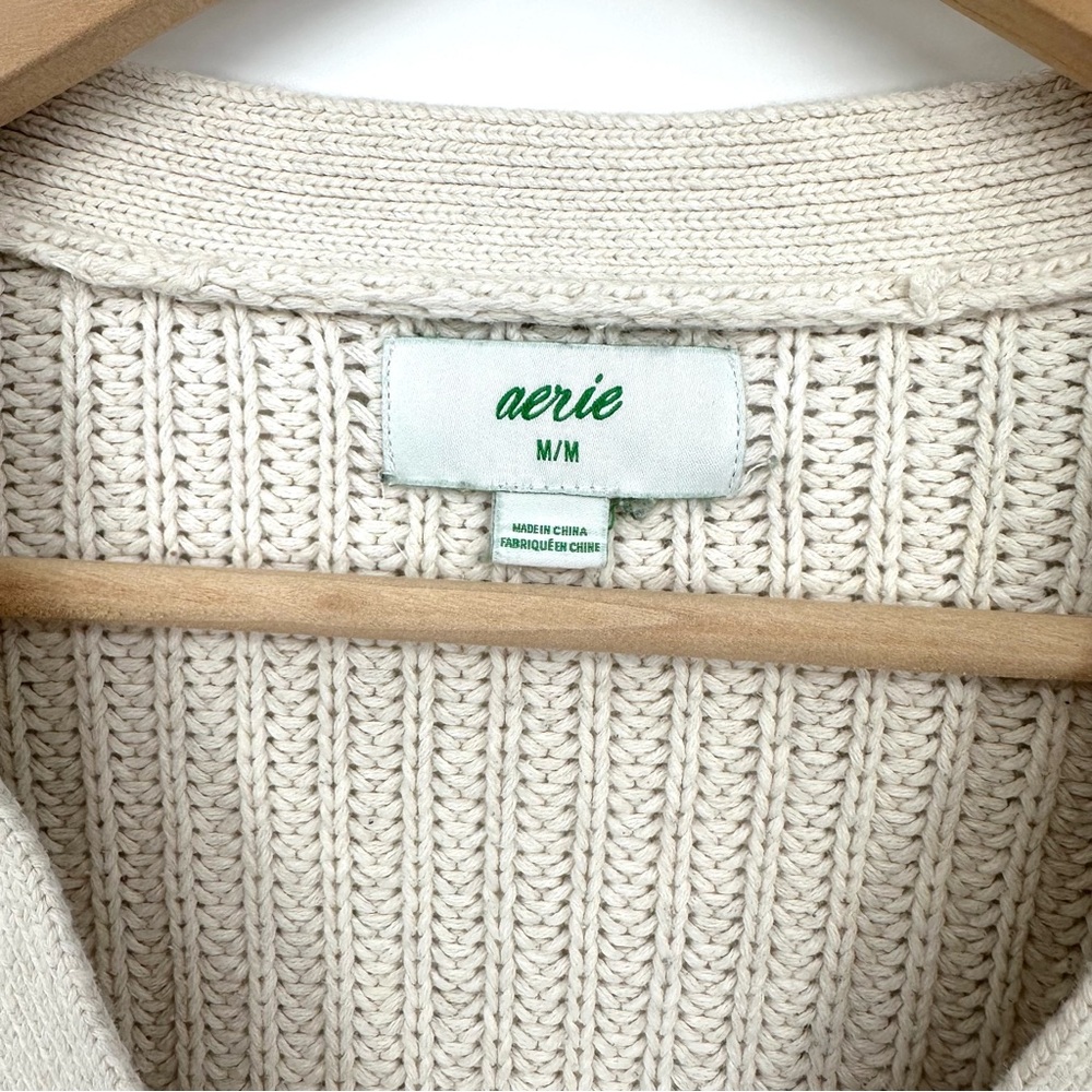 Aerie Cozy Cream Cardigan Sweater, Medium - Picture 8 of 9